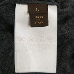 Pre Owned بلوفر لوي فيتون نيفي بلو صوف خليط بنقوش الأزهار مقاس كبير - لارج