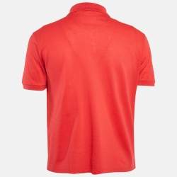 مملوكة مسبقًا Louis Vuitton Red LV Embroidered Pique Polo T-Shirt M