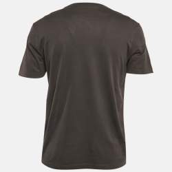 مملوكة مسبقًا تي شيرت لوي فيتون جيرسي رمادي برباط مقاس متوسط رقبة مستديرة