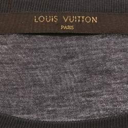 مملوكة مسبقًا تي شيرت لوي فيتون جيرسي رمادي برباط مقاس متوسط رقبة مستديرة