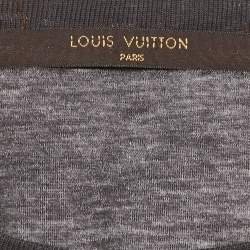 مملوكة مسبقًا تي شيرت لوي فيتون جيرسي رمادي برباط مقاس متوسط رقبة مستديرة