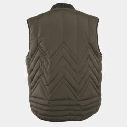 Pre Owned Louis Vuitton Olive Green Leather Trim Nylon Giltet 5XL