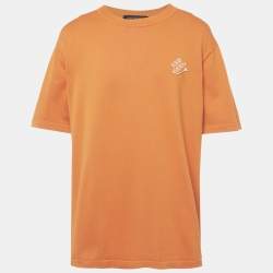 Pre Owned Louis Vuitton Orange Signature Detail Cotton Knit T-Shirt 5L