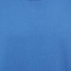 Pre Owned تي شيرت لوي فيتون قطن محيك أزرق بأكمام مزينة بشعار الماركة مقاس كبير جداً جداً جداً جداً (فور اكس لارج)