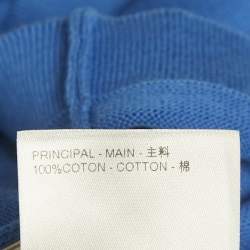 Pre Owned تي شيرت لوي فيتون قطن محيك أزرق بأكمام مزينة بشعار الماركة مقاس كبير جداً جداً جداً جداً (فور اكس لارج)