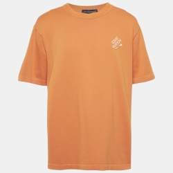 Pre Owned Louis Vuitton Orange LV Signature Pin Cotton Knit T-Shirt XXL
