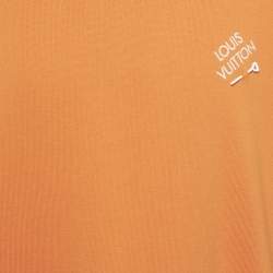 Pre Owned Louis Vuitton Orange LV Signature Pin Cotton Knit T-Shirt XXL