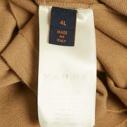 Pre Owned تي شيرت لوي فيتون قطن محبوك بكم أحادي بني فاتح مزين بشعار مقاس رباعي كبير (٤ إكس لارج)