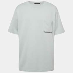 Pre Owned تي شيرت لوي فيتون قطن أزرق مونوجرام بجيب ثلاثي الأبعاد مقاس أربعة كبير - فور لارج