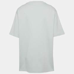 Pre Owned تي شيرت لوي فيتون قطن أزرق مونوجرام بجيب ثلاثي الأبعاد مقاس أربعة كبير - فور لارج