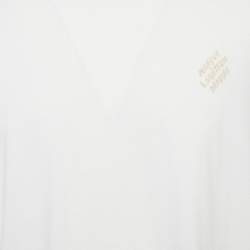 Pre Owned Louis Vuitton White Marque L.Vuitton Déposée Intarsia Cotton T-Shirt 4L