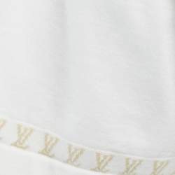 Pre Owned Louis Vuitton White Marque L.Vuitton Déposée Intarsia Cotton T-Shirt 4L