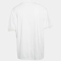 Pre Owned Louis Vuitton White Marque L.Vuitton Déposée Intarsia Cotton T-Shirt 4L