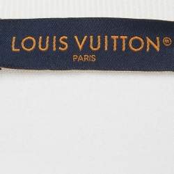 Pre Owned Louis Vuitton White Marque L.Vuitton Déposée Intarsia Cotton T-Shirt 4L