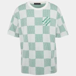Pre Owned Louis Vuitton Green/White Damier Cotton T-Shirt 4L