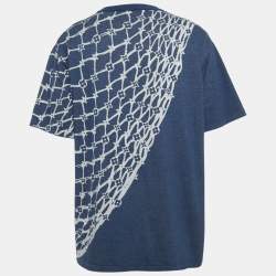 Pre Owned Louis Vuitton Blue Monogram Fishnet Cotton T-Shirt 4L