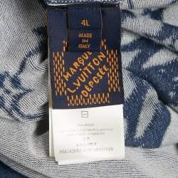 Pre Owned Louis Vuitton Blue Monogram Fishnet Cotton T-Shirt 4L
