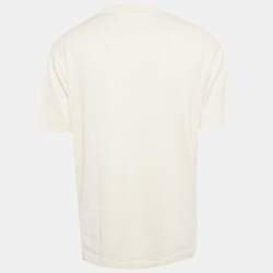 Pre Owned Louis Vuitton White Signature Pin Cotton Knit T-Shirt M