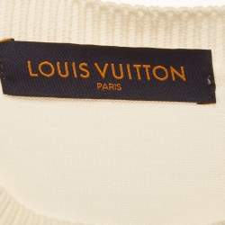 Pre Owned Louis Vuitton White Signature Pin Cotton Knit T-Shirt M