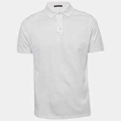 مملوكة مسبقًا Louis Vuitton White Pique Polo T-Shirt L