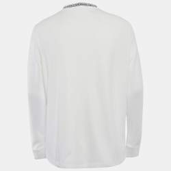 مملوكة مسبقًا Louis Vuitton White Logo Neck Jersey Long Sleeve T-Shirt L