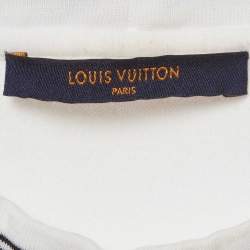 مملوكة مسبقًا Louis Vuitton White Logo Neck Jersey Long Sleeve T-Shirt L