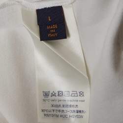 مملوكة مسبقًا Louis Vuitton White Logo Neck Jersey Long Sleeve T-Shirt L