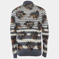 Pre Owned تي شيرت لوي فيتون قطن مخطط أزرق زهور بولو مقاس كبير