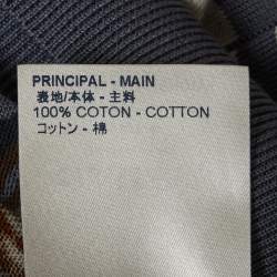 Pre Owned تي شيرت لوي فيتون قطن مخطط أزرق زهور بولو مقاس كبير