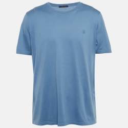 Pre Owned Louis Vuitton Blue LV Logo Classic T-Shirt XXL