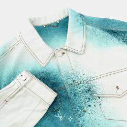 Pre Owned جاكيت جينز لويس فويتون رذاذ مقاس 48 أزرق/أبيض قطن 100٪   
