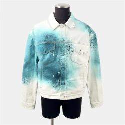 Pre Owned Louis Vuitton Spray Denim Jacket Size 48 Blue/White U14 Hoa10W Cotton100%