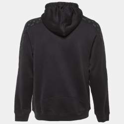 Pre Owned هودي قطن لوي فيتون أسود بتصميم دوائر شعارية مقاس كبير جدًا - إكس لارج