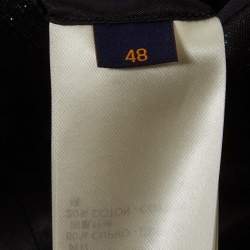 Pre Owned Louis Vuitton Navy Blue Wool Blend Monogram Shimmer Blazer M 