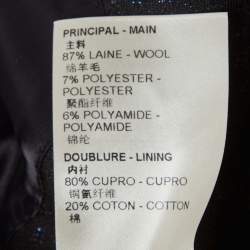 Pre Owned Louis Vuitton Navy Blue Wool Blend Monogram Shimmer Blazer M 