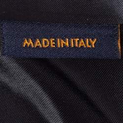 Pre Owned Louis Vuitton Navy Blue Wool Blend Monogram Shimmer Blazer M 