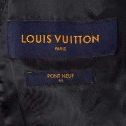 Pre Owned Louis Vuitton Navy Blue Wool Blend Monogram Shimmer Blazer M 