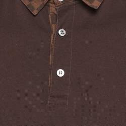Pre Owned Louis Vuitton Brown Damier Pique Polo T-Shirt XL