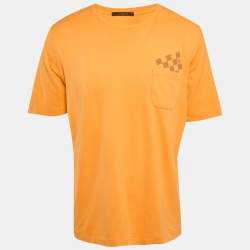Pre Owned Louis Vuitton Orange Damir Print Jersey Crewneck T-Shirt XXL