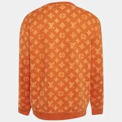Pre Owned Louis Vuitton Orange Monogram Fleece Sweatshirt L