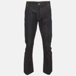 Pre Owned بنطلون جينز دينم لويس فويتون أزرق بحري مقاس كبير - خصر 34 بوصة