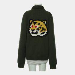 مملوكة مسبقًا Louis Vuitton x Nigo 2022 Green Wool Knitted Button Up Cardigan