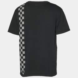 Pre Owned Louis Vuitton Black Damier Stripe Jersey Crew Neck T-Shirt XXL