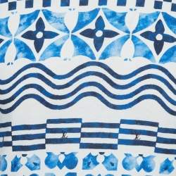 Pre Owned Louis Vuitton Blue Printed Jersey Crew Neck T-Shirt S