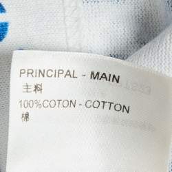 Pre Owned Louis Vuitton Blue Printed Jersey Crew Neck T-Shirt S