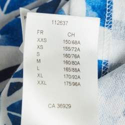 Pre Owned Louis Vuitton Blue Printed Jersey Crew Neck T-Shirt S