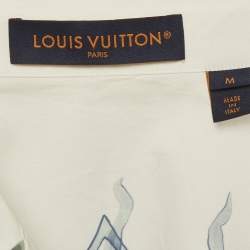 Pre Owned Louis Vuitton Blue/White Printed Cotton Short Sleeve Shirt M