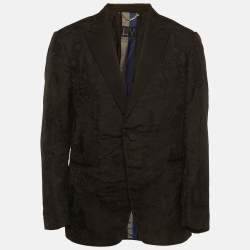 Pre Owned Louis Vuitton Black Jacquard Tailored Blazer XXL