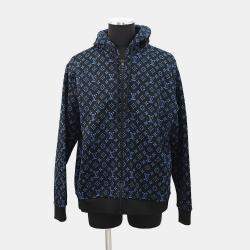 Pre Owned Louis Vuitton Zip Hoodie Size Xl Noir/Blue Polyester56% Nylon29% Cotton15%