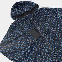 Pre Owned Louis Vuitton Zip Hoodie Size Xl Noir/Blue Polyester56% Nylon29% Cotton15%